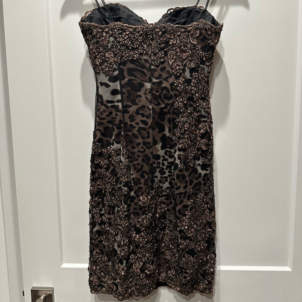 Jovani animal print short dress, size 4 - Picture 2 of 6
